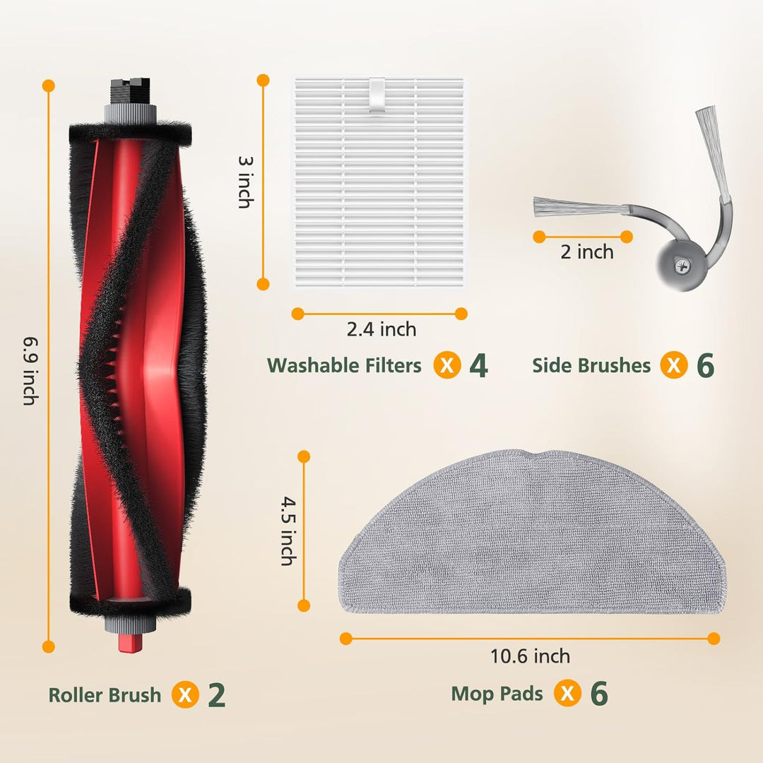 20 Stück Zubehör Ersatzteile für Roborock Q7 M5/Q7 M5+/Q7 L5/Q7 L5+ Saugroboter, 2 Rollenbürste, 4 H