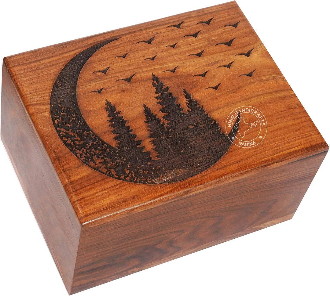 Rosewood Top Gravierte Holzurne für menschliche Asche Erwachsene – handgefertigte Beerdigung Gedenk-
