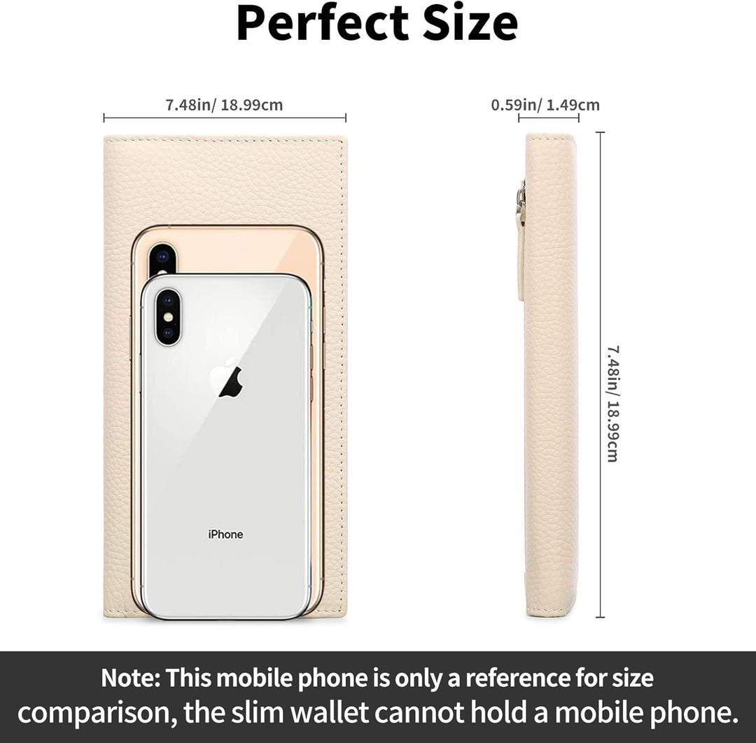 SENDEFN Dünne Geldbörse Damen, Echtes Leder Klein Portemonnaie Damen, RFID Schutz Dünn Clutch für Fr