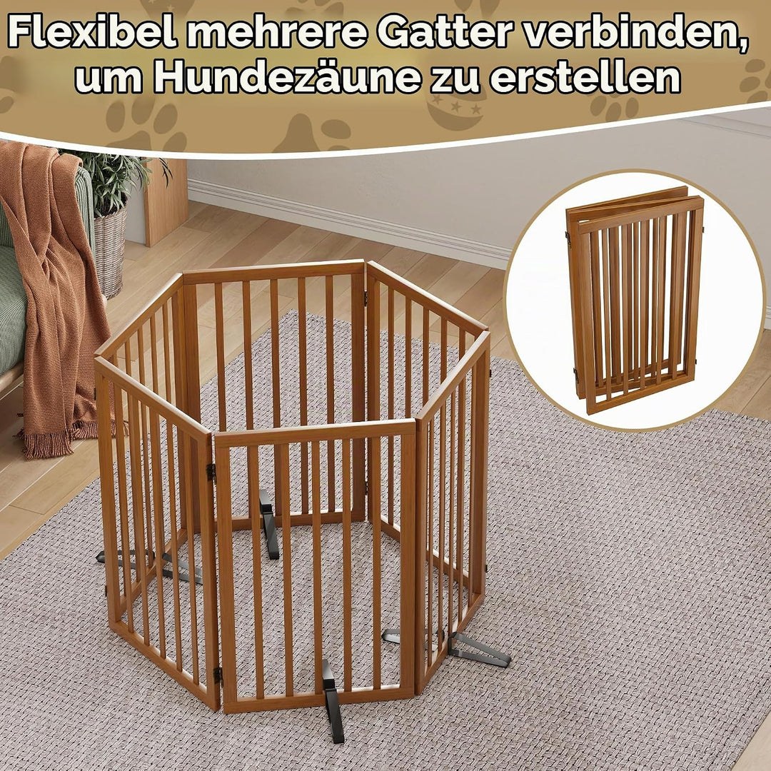 Freistehendes Hundegitter, Faltbares Hundebarriere für Tür,Treppen,Flur,Küche &amp; Schlafzimmer, Freist