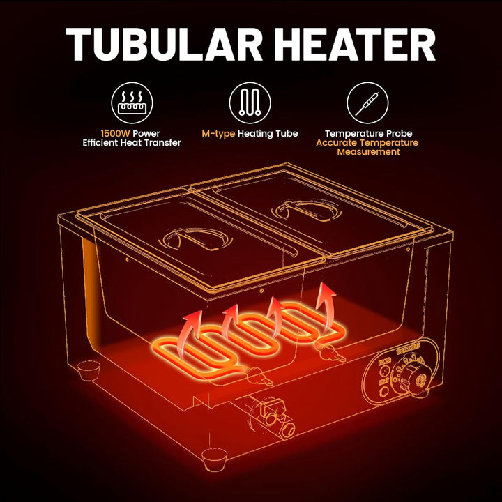 Elektrische Speisenwärmer Bain Marie Gastro GN-Behältern 1/3 * 2 Warmhalter Edelstahl mit Ablaufhahn