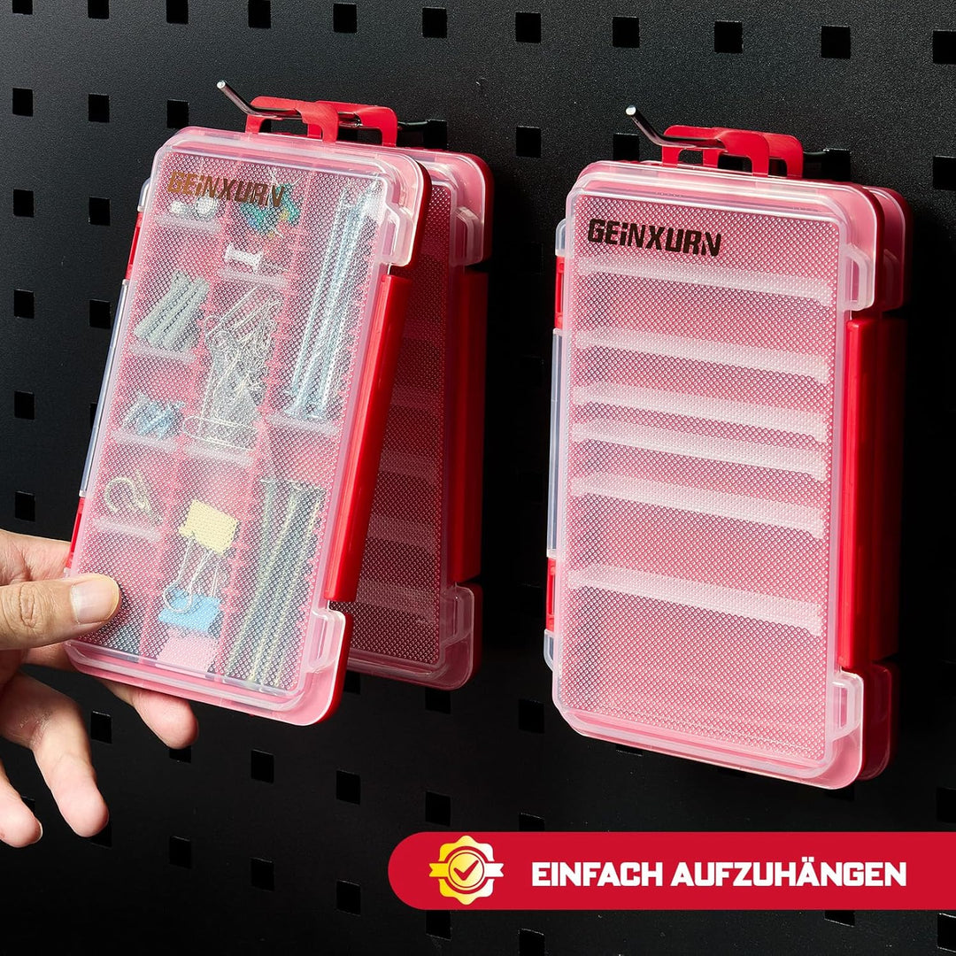 4 Stück Kleiner Flacher Sortimentskoffer für Kleinteile, Tragbarer Sortierbox mit Herausnehmbaren Tr