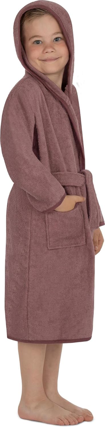 normani Kinder Bademantel auf 100% Bio-Baumwolle Badetuch für Jungen und Mädchen - Frottee Kapuzenba