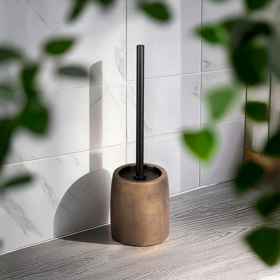WC-Garnitur Mod. Tremea freistehende Keramik WC-Bürste edles Design Bronze Edelstahl Badezimmer Acce