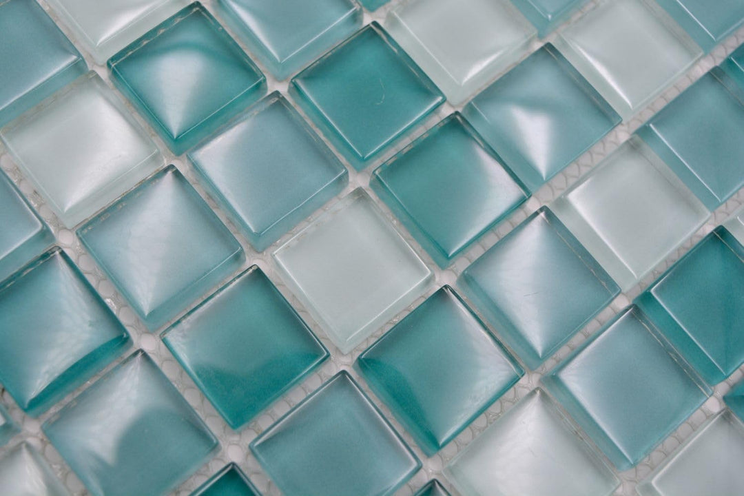 Mosaik Quadrat Crystal mix hellgrün/grün Glasmosaik Transluzent Transparent 3D Fliesenspiegel, Mosai