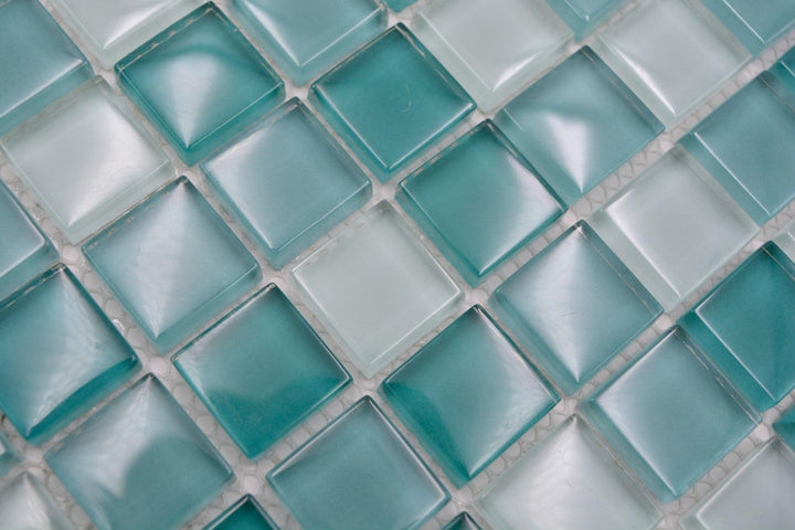 Mosaik Quadrat Crystal mix hellgrün/grün Glasmosaik Transluzent Transparent 3D Fliesenspiegel, Mosai