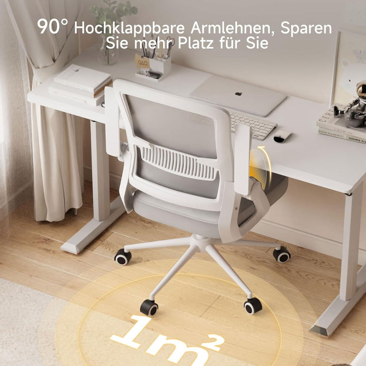naspaluro Bürostuhl mit Hochklappbare Armlehnen, Schreibtischstuhl Ergonomisch, Drehstuhl mit Netzbe