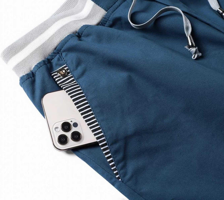 JustSun Kurze Hosen Herren Shorts Chino Baumwolle Sommer mit Tunnelzug M Pfauenblau, M Pfauenblau