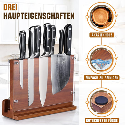 ENOKING Spitzenklasse Plus Messerblock Magnetisch, Magnetischer Messerblock mit Schutz, Hochwertiges