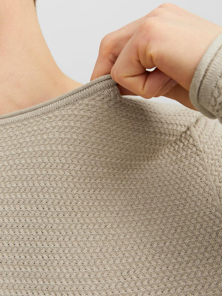 JACK & JONES Male Strickpullover Einfarbig Strickpullover M Island Fossil, M Island Fossil