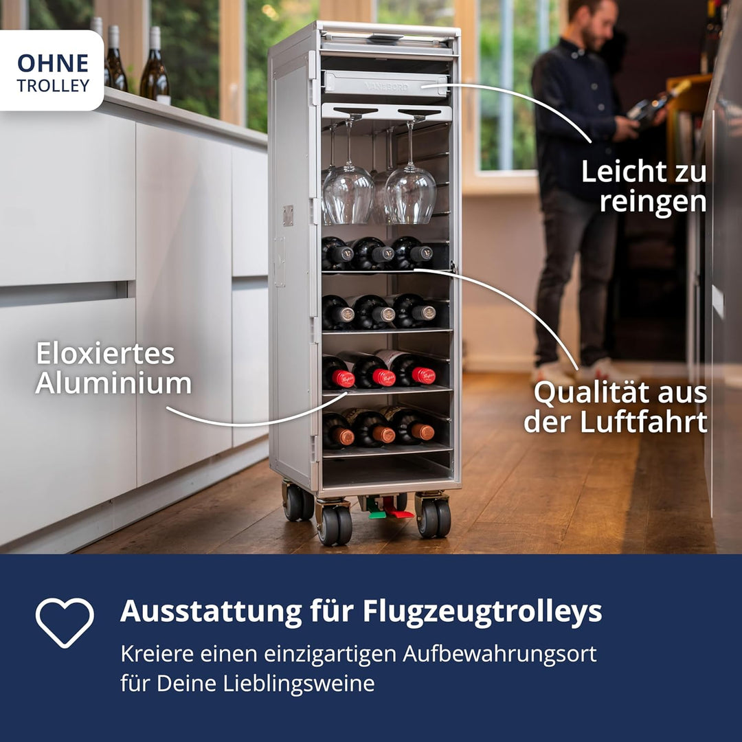 Ausstattungspaket für Flugzeugtrolleys und Airline Trolleys, Wein & Genuss inkl. Gläserhalterung, At