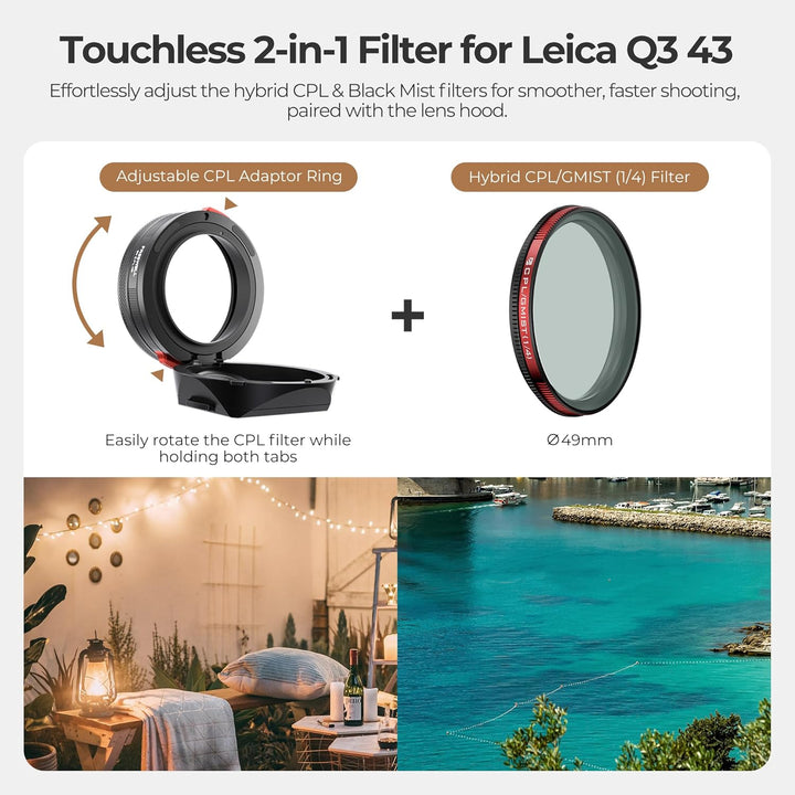 Freewell Die echte Gegenlichtblende für Leica Q3 43 - CPL/Nebelfilter, berührungslose Filterbedienun