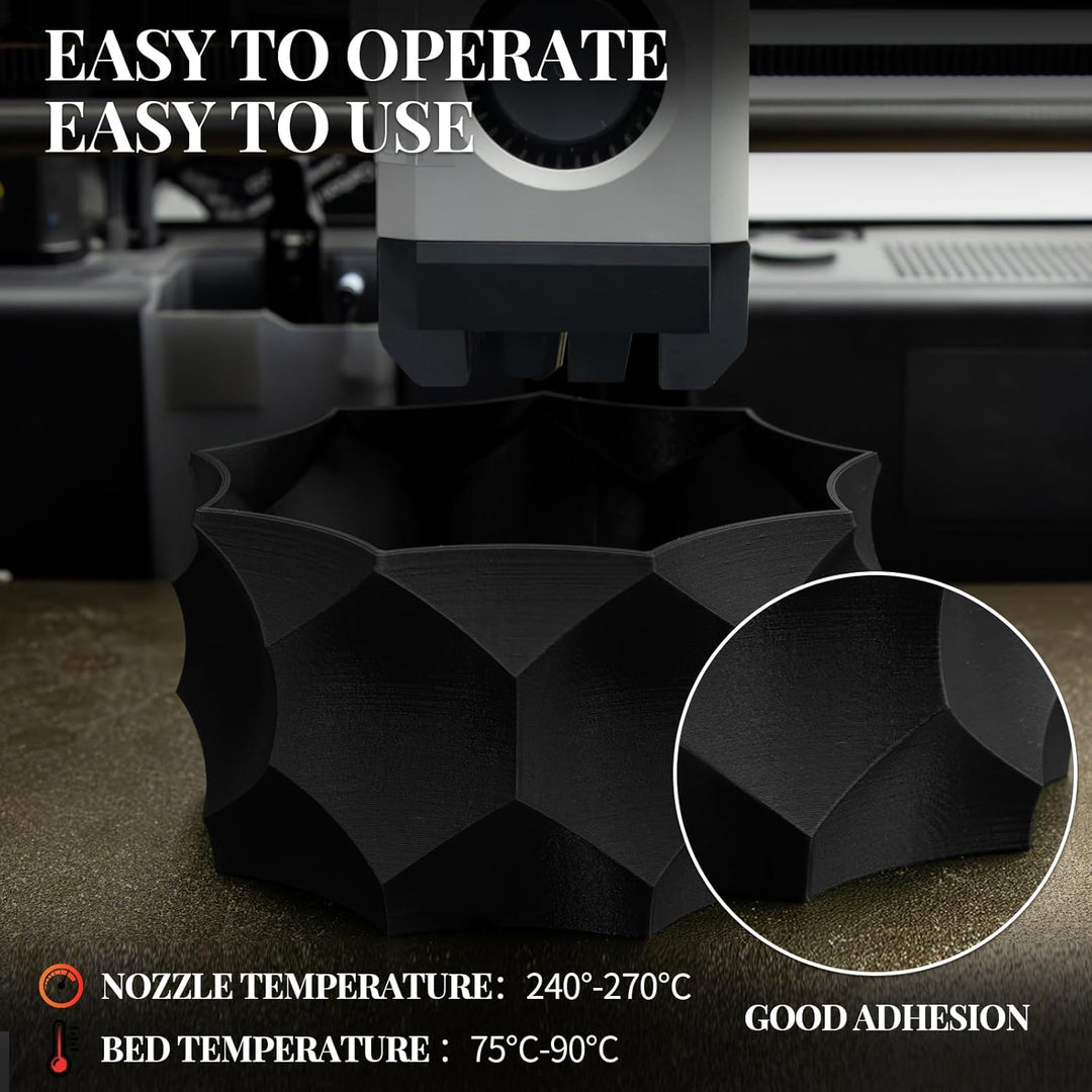 TINMORRY Kohlefaser Filament 1.75mm, PETG-CF 3D Druck Filament, 1 KG x 2 Spulen, Schwarz 2 Rollen-PE