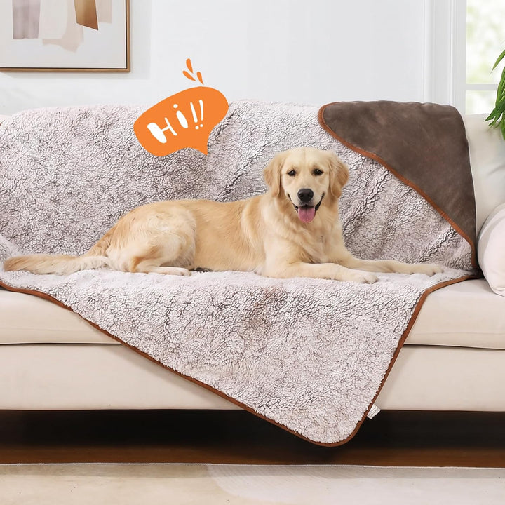 PETTOM Hundedecke Wasserdicht, Hundedecke Flauschig aus Sherpa Fleece, Hunde Decke Sofaschutz, Katze
