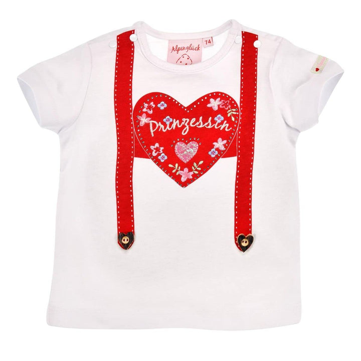 BONDI T-Shirt halbarm ´Prinzessin´ Tracht Baby Mädchen Artikel-Nr.86430 68 Weiss, 68 Weiss