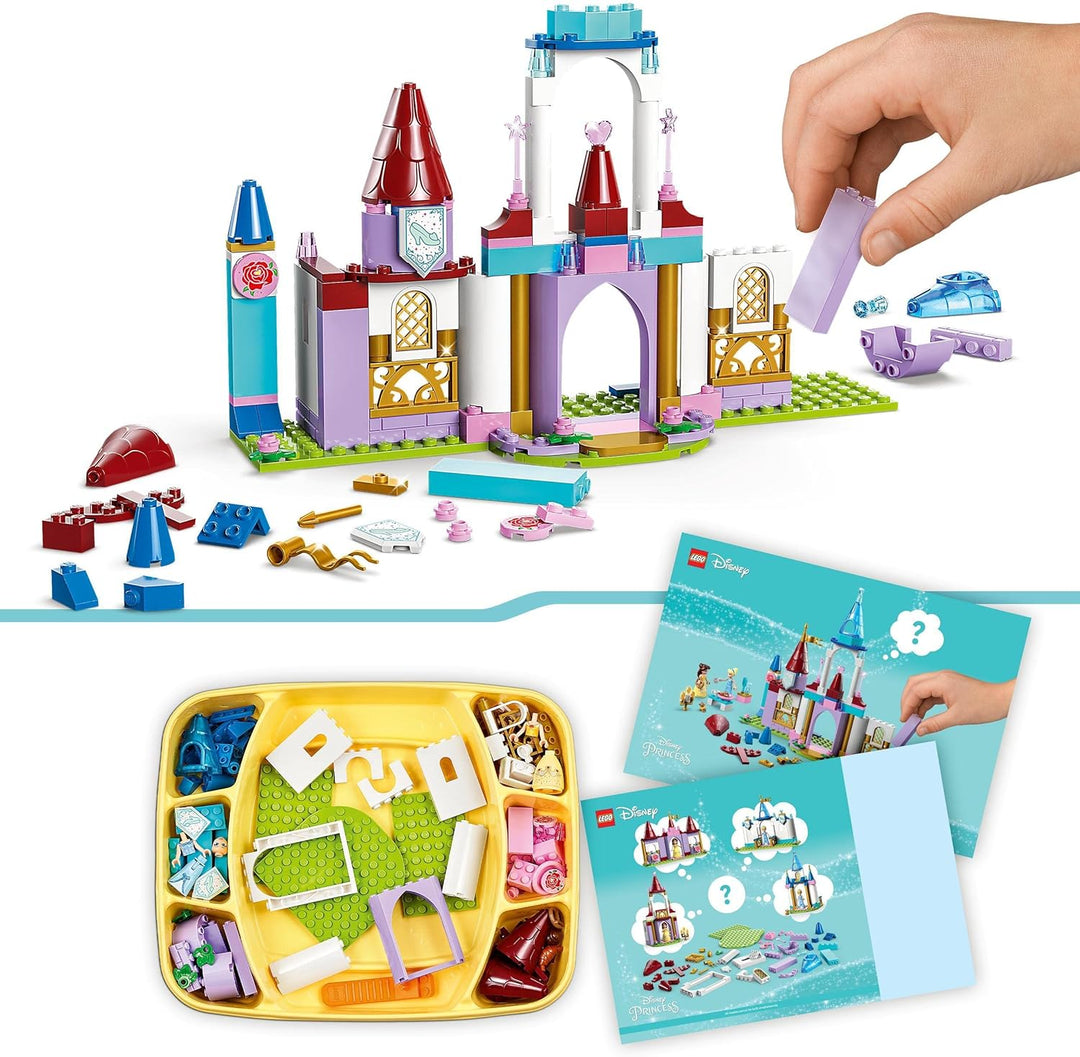 LEGO 43219 Disney Princess Kreative Schlösserbox, Spielzeug Schloss Spielset mit Belle und Cinderell