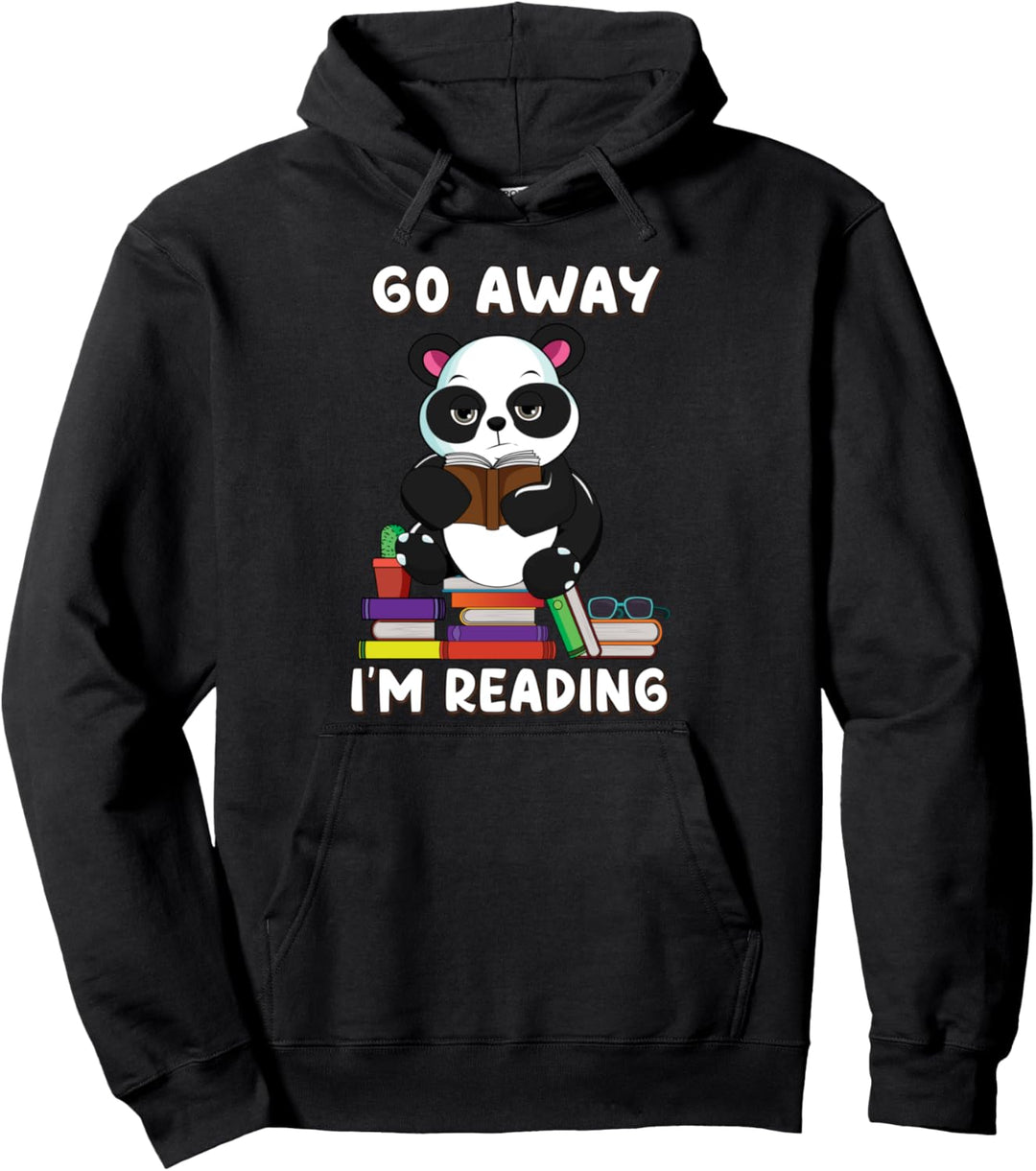 Go Away I'm Reading Panda Reading Book Nerd Lover Girls Pullover Hoodie