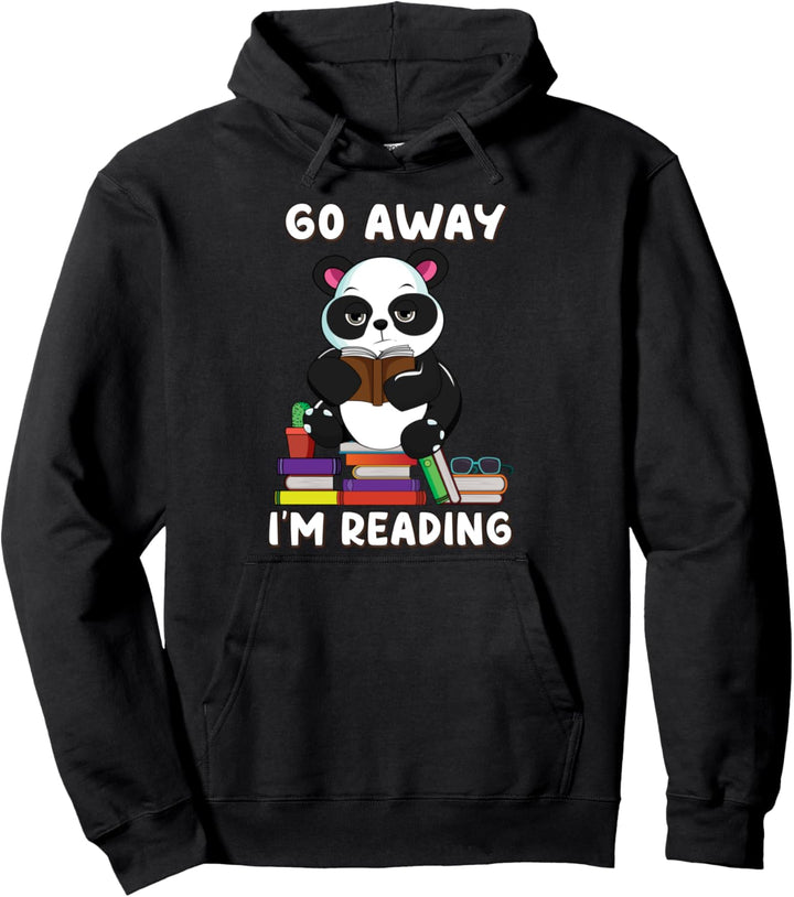 Go Away I'm Reading Panda Reading Book Nerd Lover Girls Pullover Hoodie