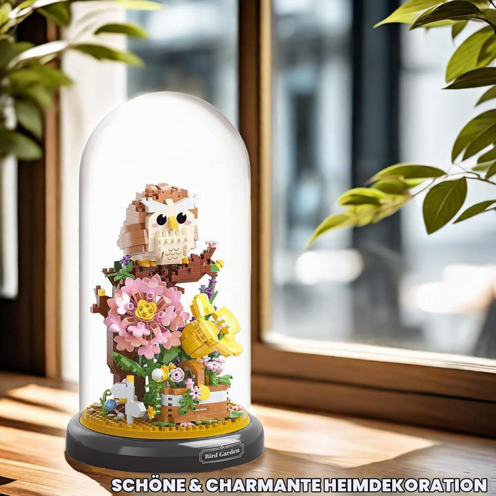 Eule Blumenstrauss Bausteine Bausatz, kreativer DIY Tiere Blumen Bauset Blumen Pflanzen Blumenstraus