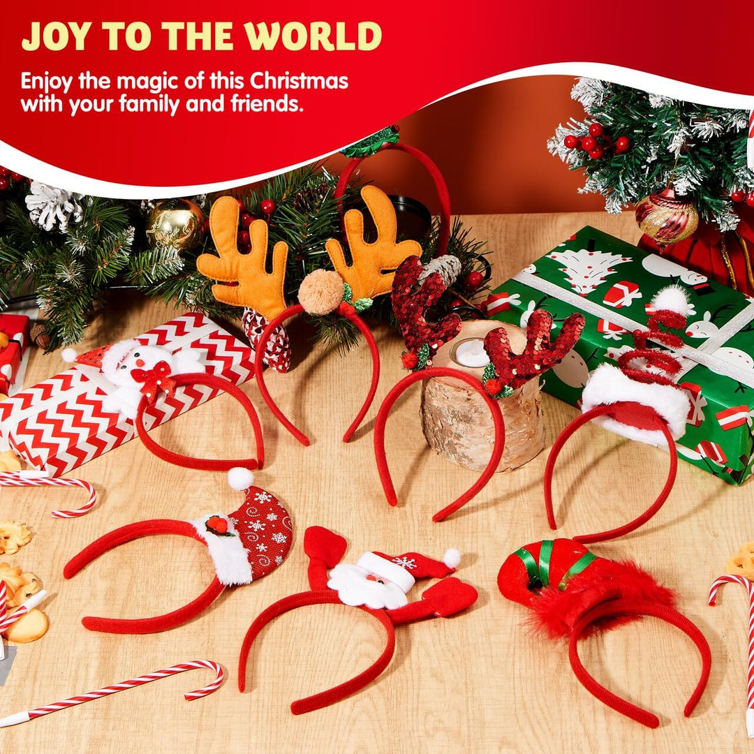 JOYIN 8 Stückt Set Weihnachts Haarreif mit verschiedenen Designs, Haarschmuck für Weihnachtsfeiern C