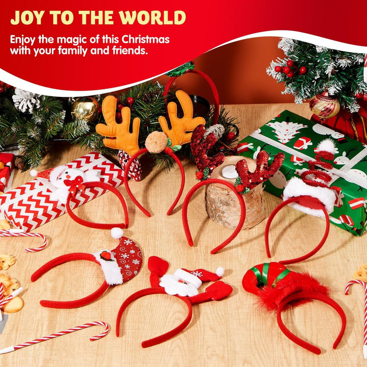 JOYIN 8 Stückt Set Weihnachts Haarreif mit verschiedenen Designs, Haarschmuck für Weihnachtsfeiern C
