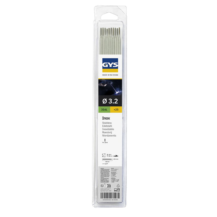 25 Edelstahl-Elektroden - 316 L - Ø 3,2 mm - Blister