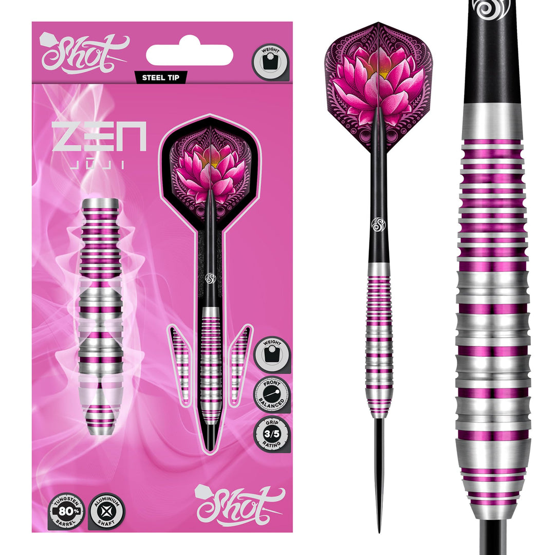 Shot! Zen Zuji Steel Tip Dart Set 80% Wolfram Pro Wurfpfeile Steel Tip Set Professional - Made in Ne