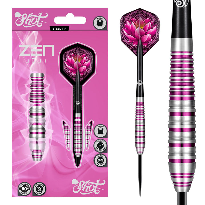 Shot! Zen Zuji Steel Tip Dart Set 80% Wolfram Pro Wurfpfeile Steel Tip Set Professional - Made in Ne