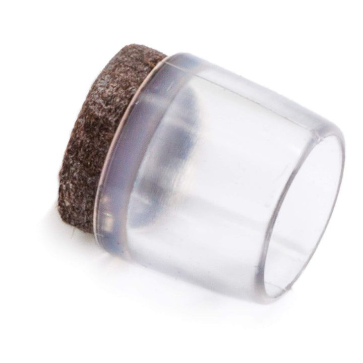 Adsamm® / 32 x Stuhlbeinkappen mit Filz / Transparent / Ø 15 - 16 mm / rund / Filz-Möbelgleiter für