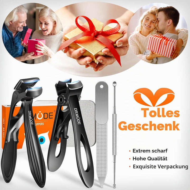 Nagelknipser für Senioren Dicke Nägel,Winkelkopf Nagelknipser Fussnägel mit Auffangbehälter,Edelstah