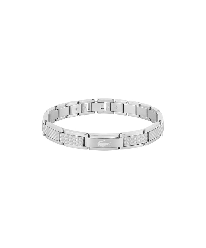 Lacoste Armband mit Knebelverschluss für Herren Kollektion STENCIL aus Edelstahl, Silver