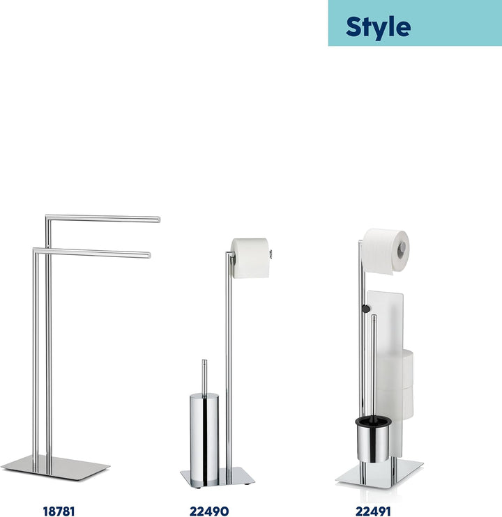 Kela 22490 Toilettengarnitur, WC-Bürstenbehälter und Papierhalterung, Style, Verchromtes Metall, 71c