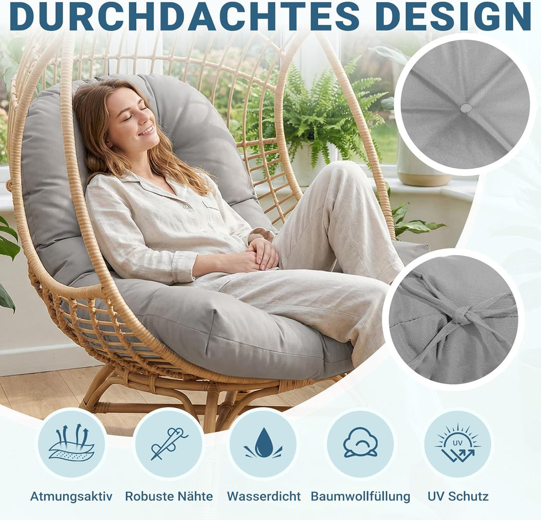 Hängesessel Kissen Ersatzkissen Outdoor: Thick Soft Polyester Sitzkissen 80x120 cm Egg Swing Cushion
