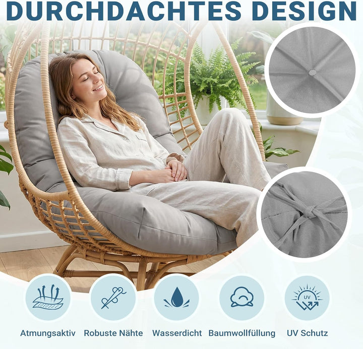 Hängesessel Kissen Ersatzkissen Outdoor: Thick Soft Polyester Sitzkissen 80x120 cm Egg Swing Cushion