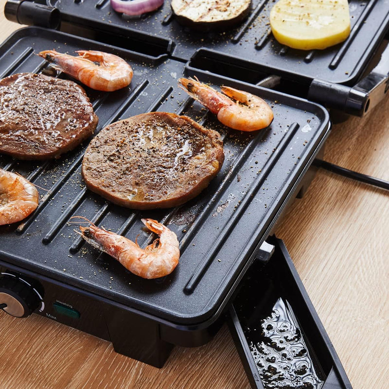 Monzana Kontaktgrill XXL 2200W 180°C Klappbar Antihaftbeschichtung Edelstahl BPA frei Tischgrill Pan