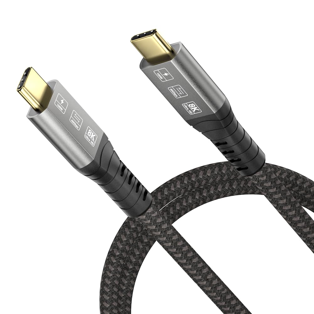 CableDeconn USB4 8K 1.8m Cable M/M USB-C Compatible with Thunderbolt 4 8K@30Hz 5K@60Hz 4K@120Hz Vide