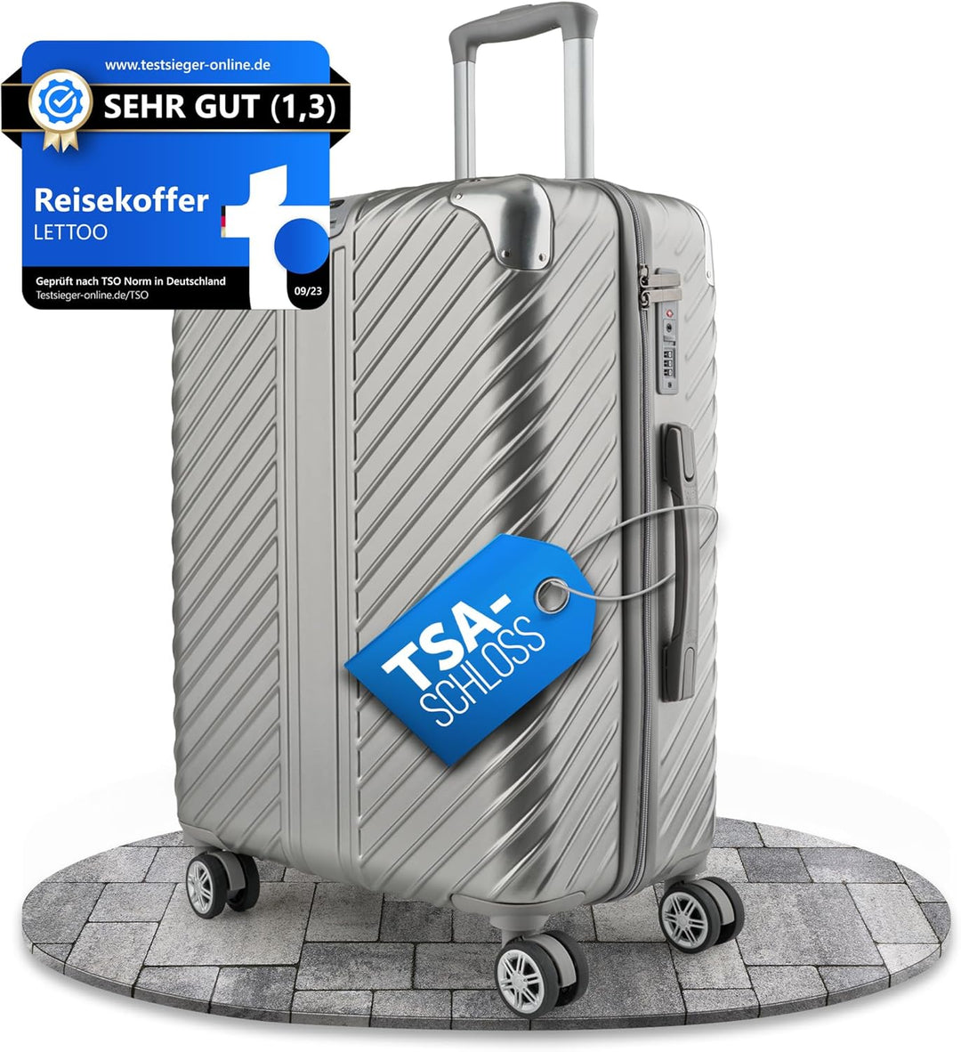 80L (64x44x28) Reisekoffer mit Rollen - Extrem Stabiler Trolley Koffer mit Laptoptaschen-Befestigung