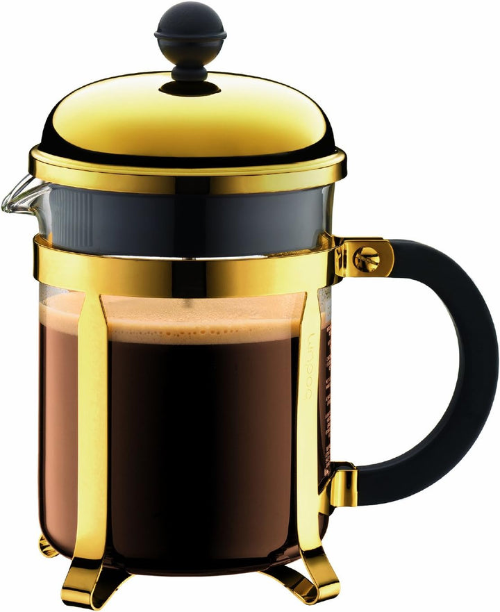 Bodum 1924-17 Chambord Kaffeebereiter 4 Tassen mit Metallrahmen, Chrom, Gold, 10.5 x 16.6 x 19 cm 4