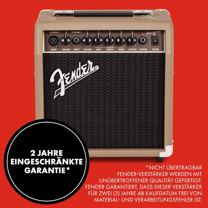 Fender Acoustasonic 15 – 15W Combo Akustik-Amp – Geeignet für akustische Gitarre 15W Single, 15W Sin