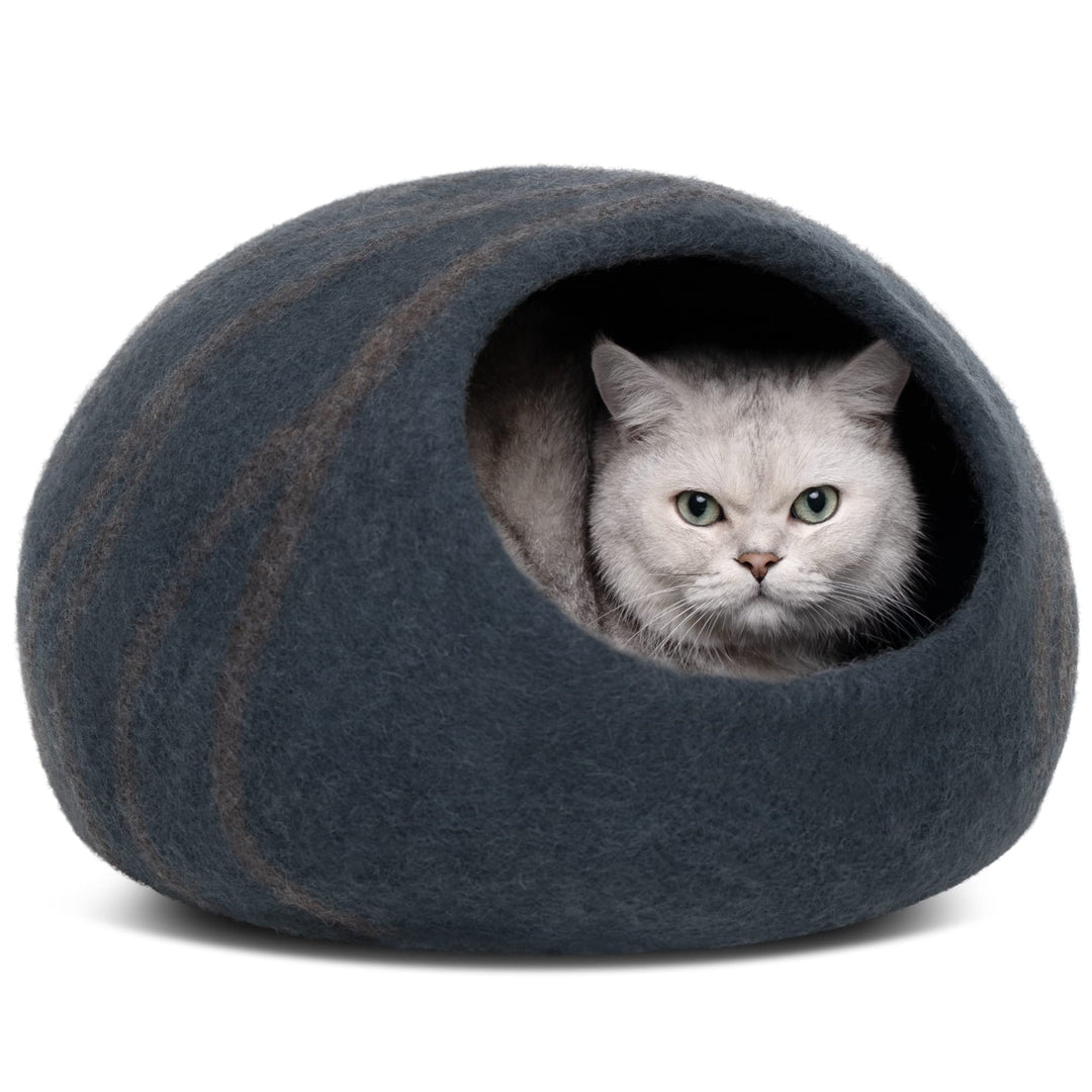 MEOWFIA Katzenbett Höhle – Umweltfreundliche Betten aus 100% Merinowolle für Katzen und Kätzchen (L,
