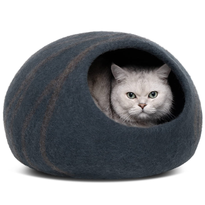 MEOWFIA Katzenbett Höhle – Umweltfreundliche Betten aus 100% Merinowolle für Katzen und Kätzchen (L,