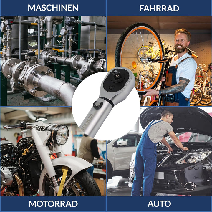 NTG Drehmomentschlüssel 1/4 Zoll 5-25 Nm | Drehmomentschlüssel Fahrrad & Motorrad | Set mit Verläng
