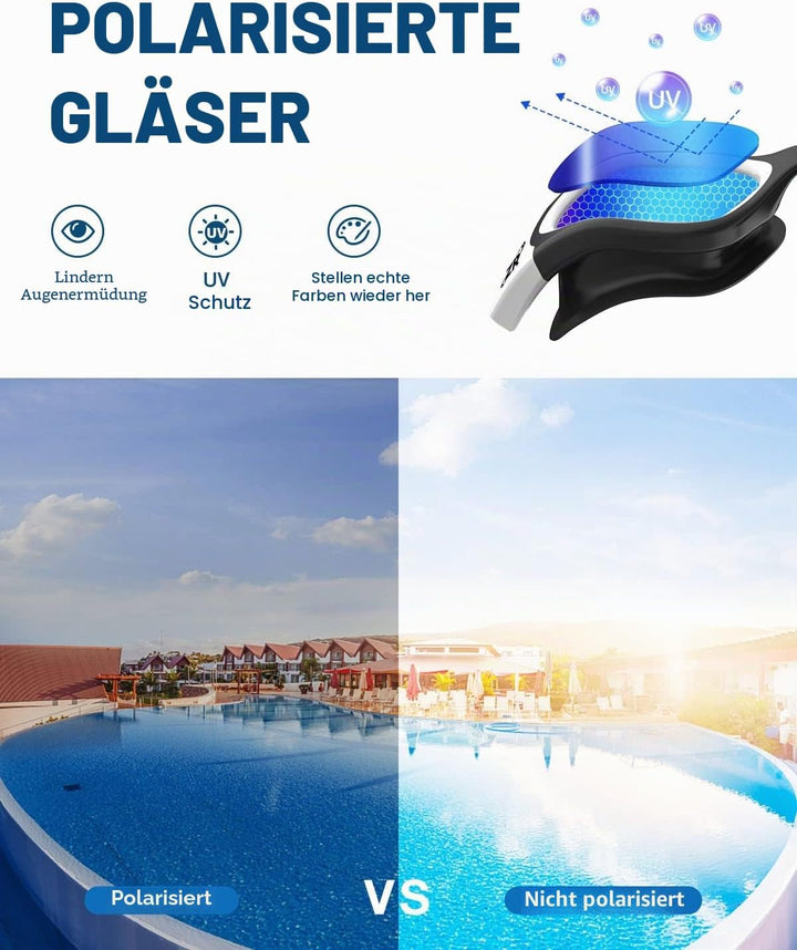 ZIONOR G1 - Polarisierte Schwimmbrille für Unisex und Erwachsene und Damen, beschlagfrei, 100% UV-Sc