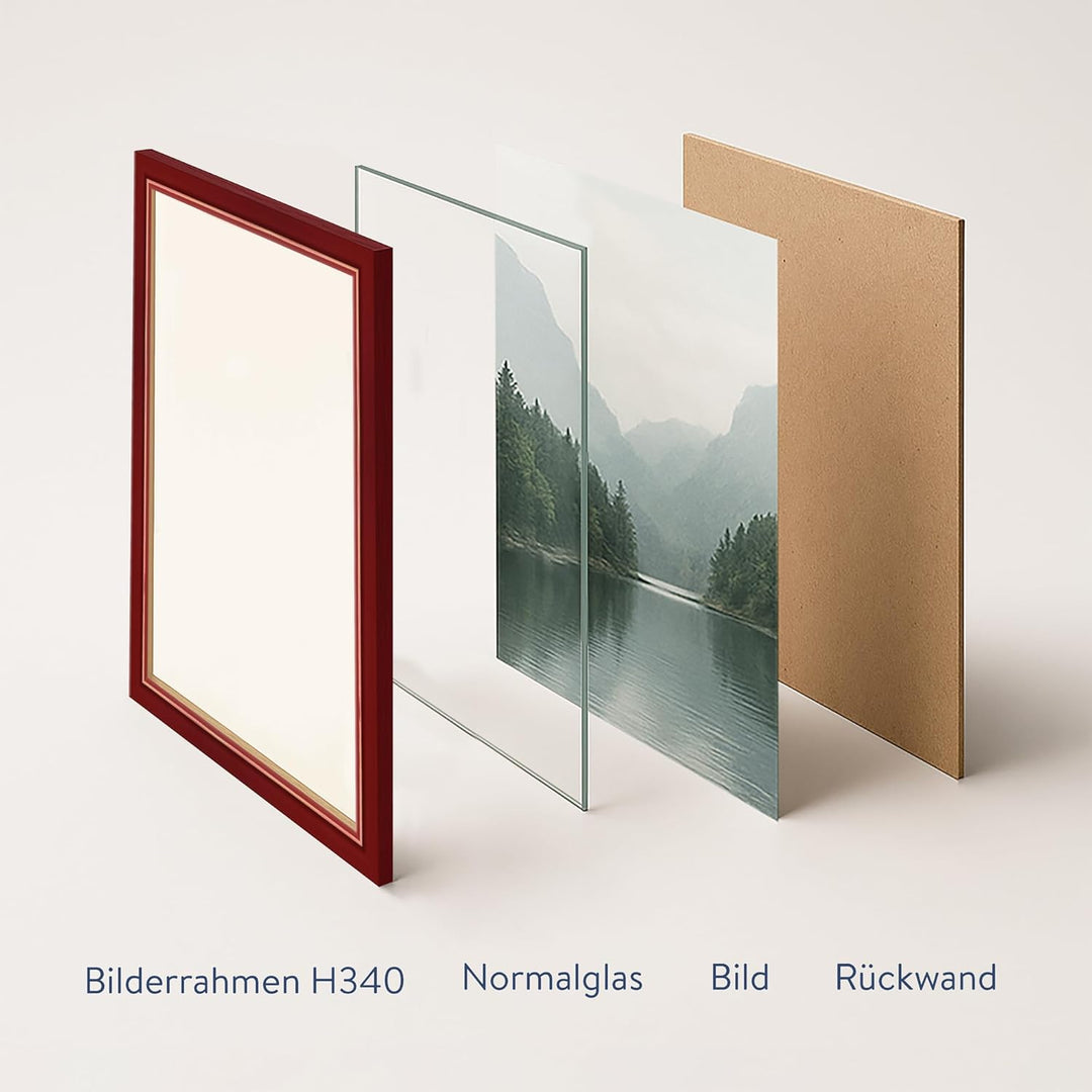 WANDStyle Bilderrahmen Landhaus Stil 30x40cm I Farbe: Rot I Fotorahmen I Holzbilderrahmen im skandin