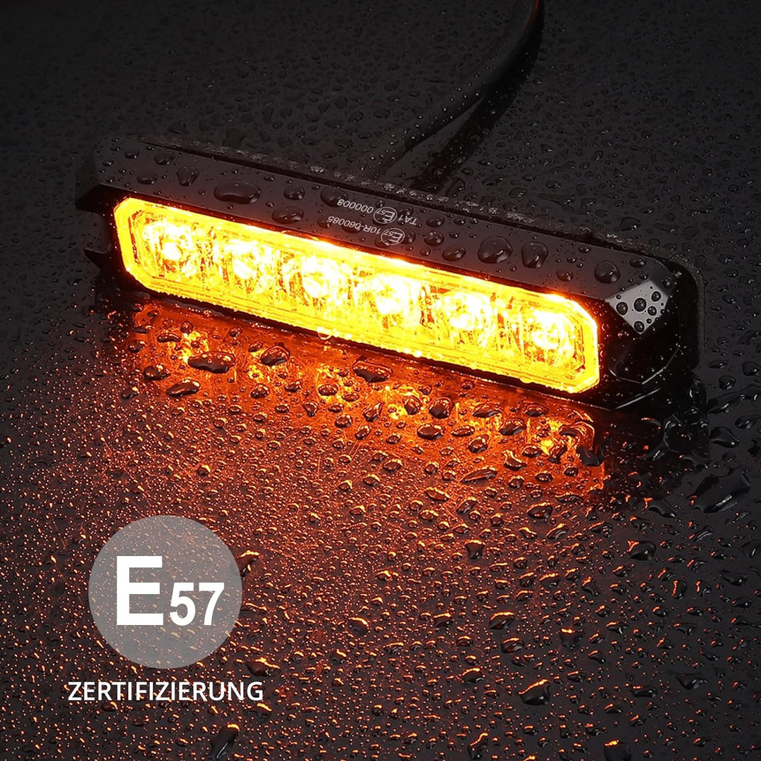 4er 6LED Warnlicht Frontblitzer Stroboskoplicht Wasserdicht IP68 Blinklicht Warnung Beacon Blinklich