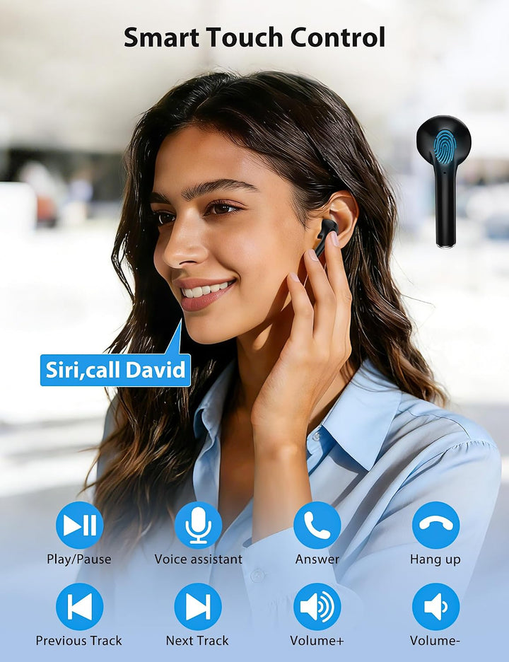 iMangoo Kabellose In-Ear Kopfhörer Bluetooth 5.3 mit LED Anzeige,50 Std,ENC