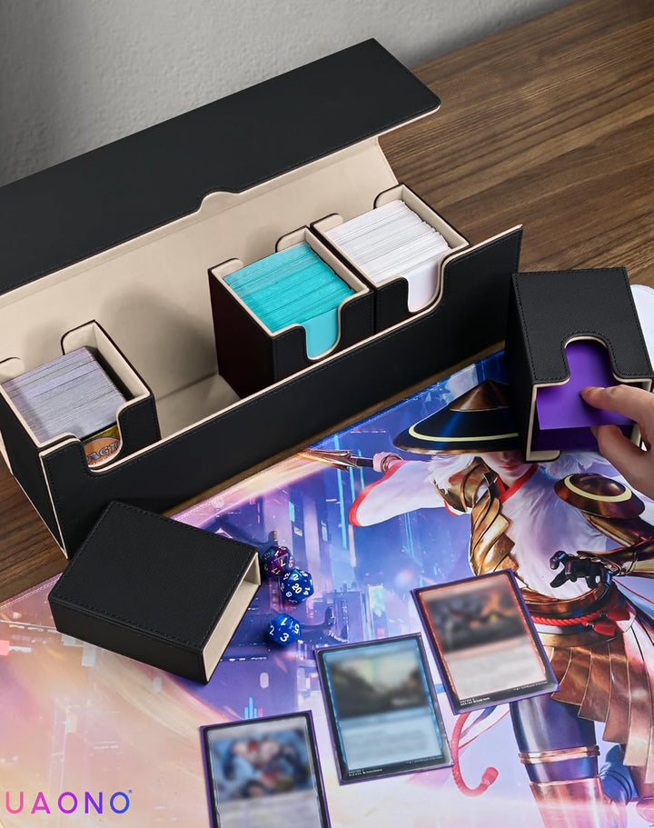 Sammelkarten Box mit Würfelablage für MTG,Premium-Kartenbox mit starkem Magnet zur Aufbewahrung für