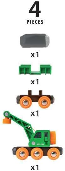BRIO World - Grüner Kranwagen mit Anhänger und Fracht Single, Single
