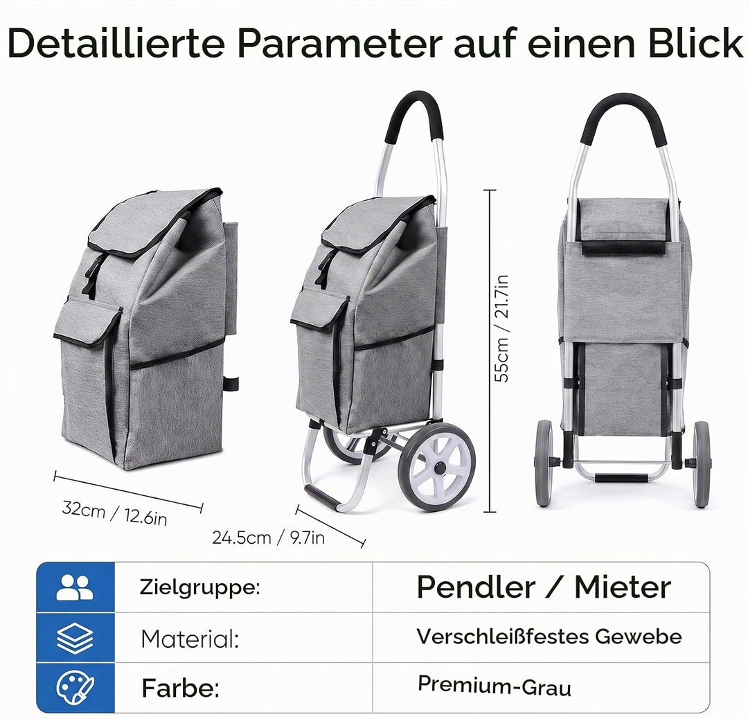 Ersatztasche für Einkaufswagen, 40L Einkaufswagen Tasche Faltbare Einkaufstasche aus Oxford-Stoff mi