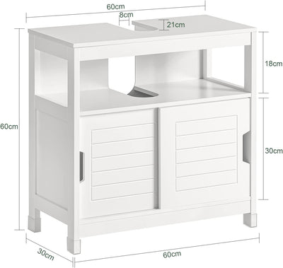 SoBuy FRG128-W Waschbeckenunterschrank Badmöbel Badschrank mit Fusspolster Unterschrank Waschtisch w